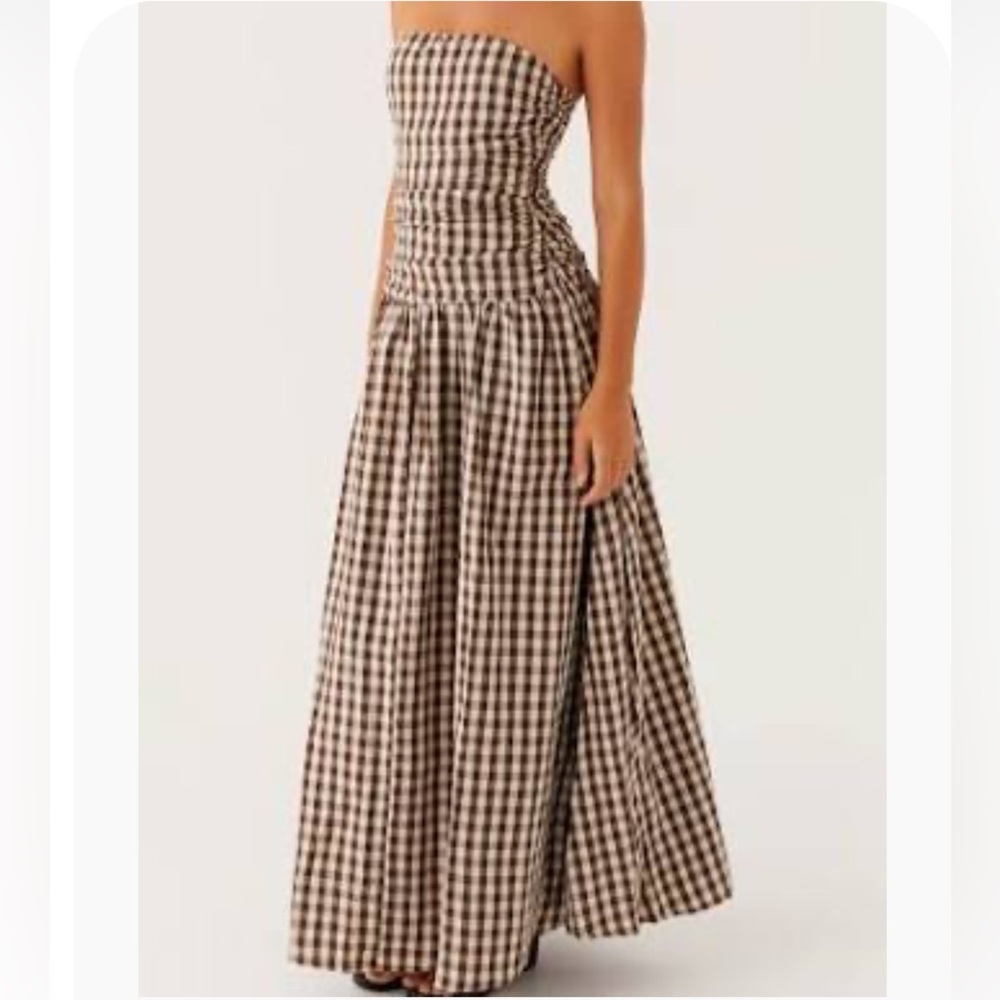 Peppermayo checkered strapless maxi dress Sz 18